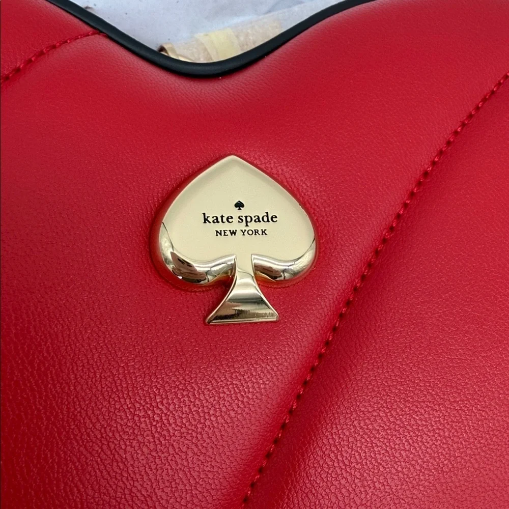 Kate Spade Love Shack Quilted 3D Heart Crossbody Ruby Red